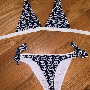 NEVER WORN Blue and White Bikini Set